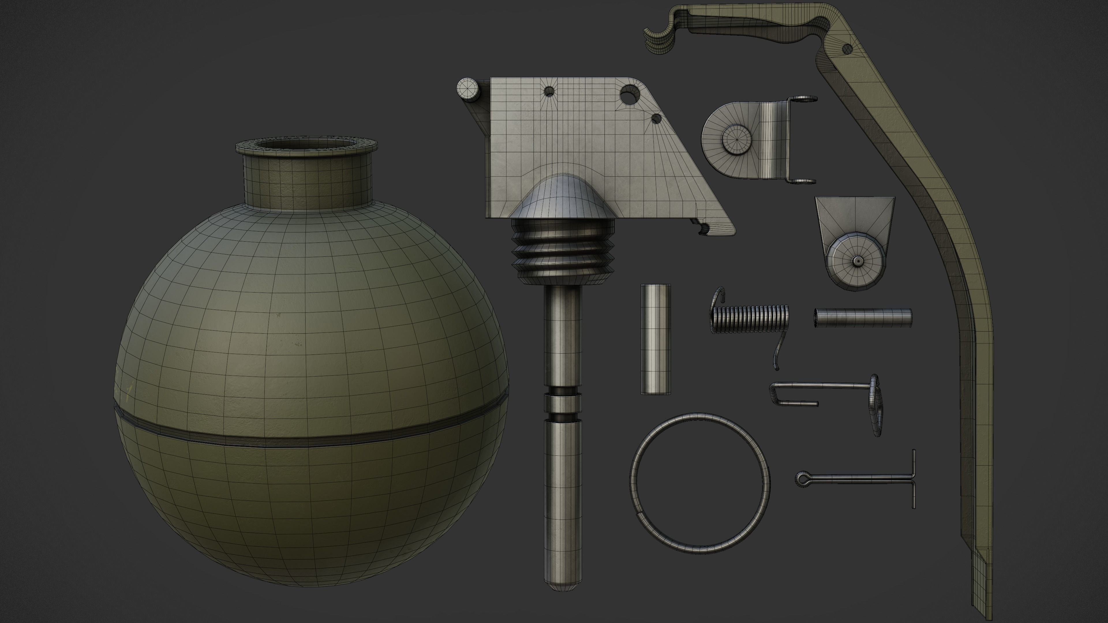 M67 Grenade Low-poly 3D model_12