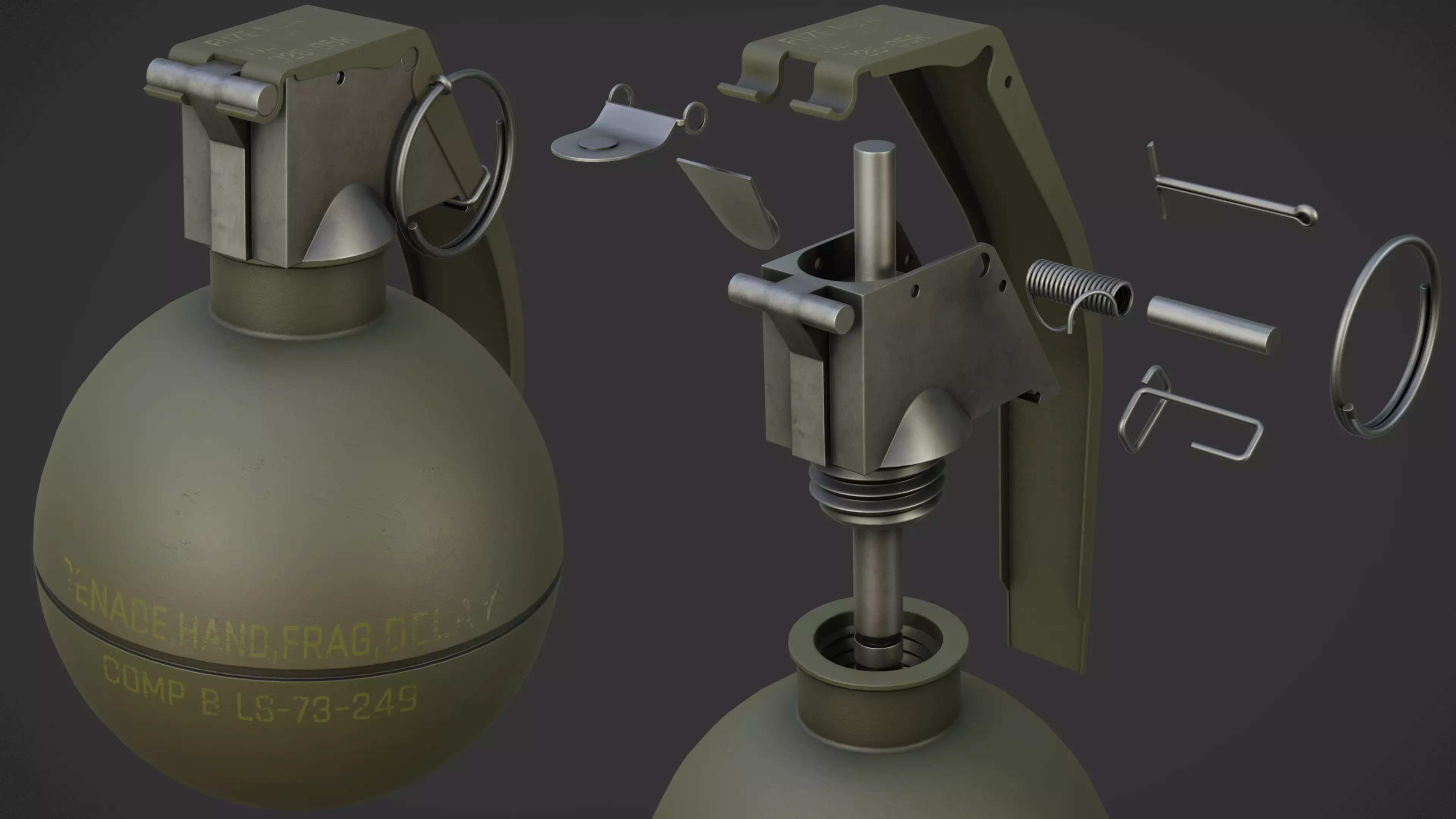 M67 Grenade Low-poly 3D model_0
