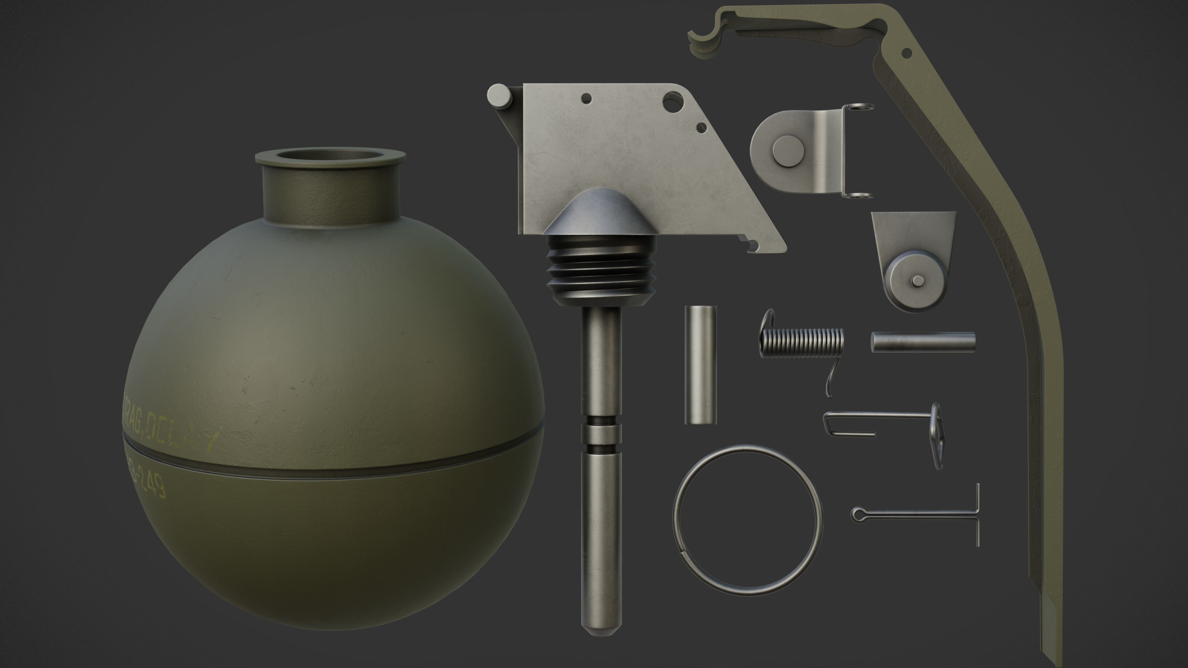 M67 Grenade Low-poly 3D model_6