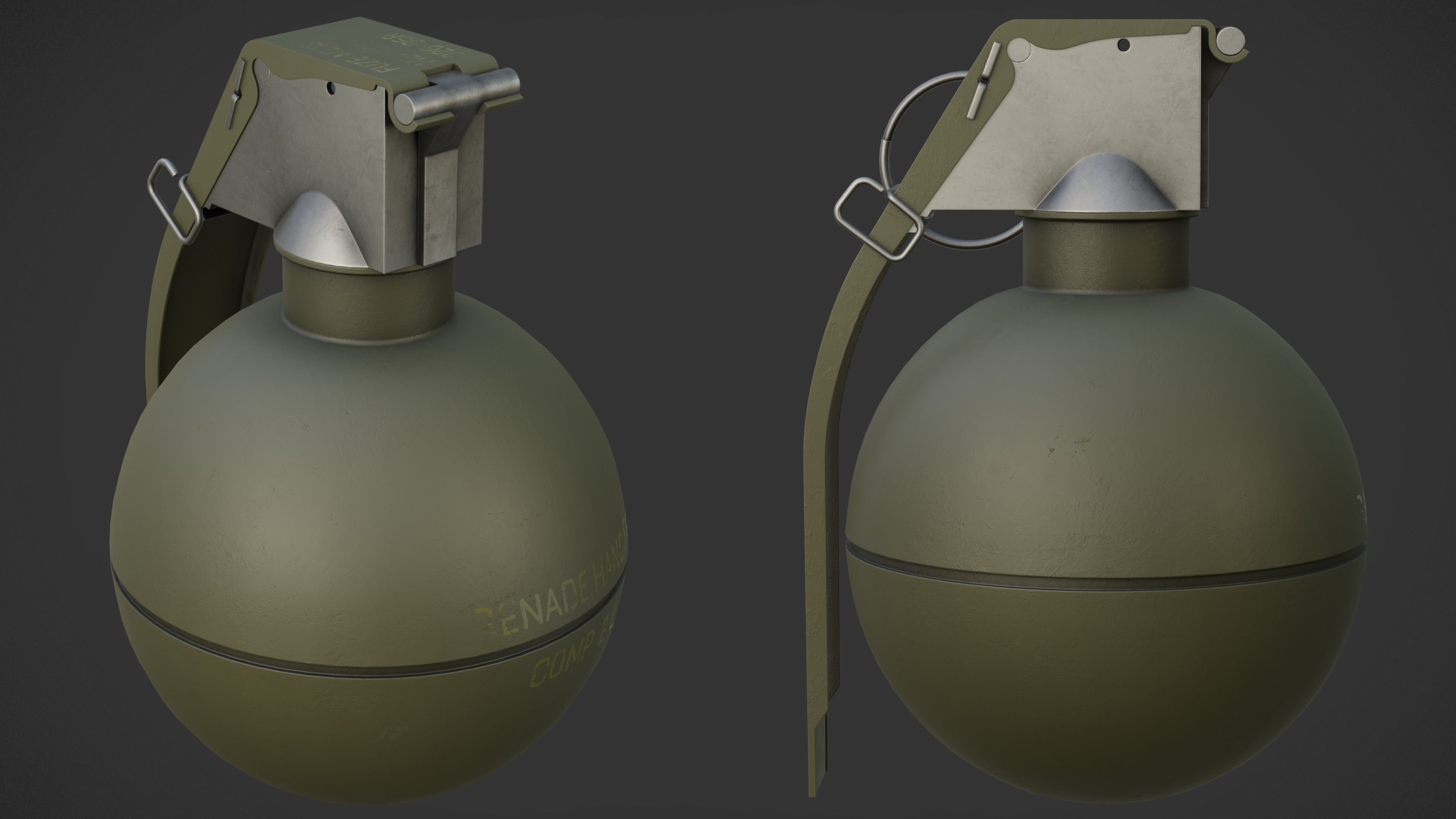 M67 Grenade Low-poly 3D model_5