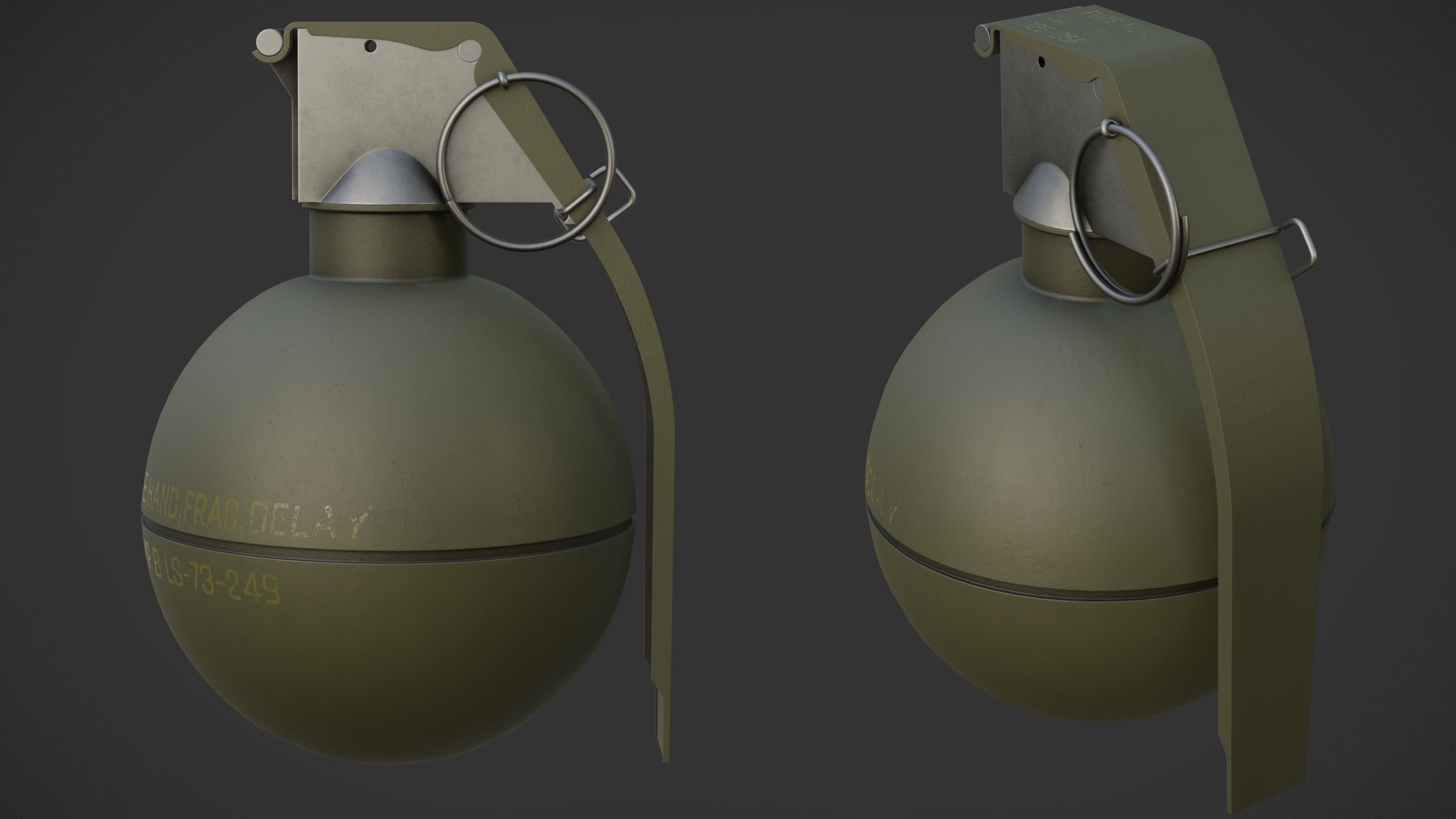 M67 Grenade Low-poly 3D model_4