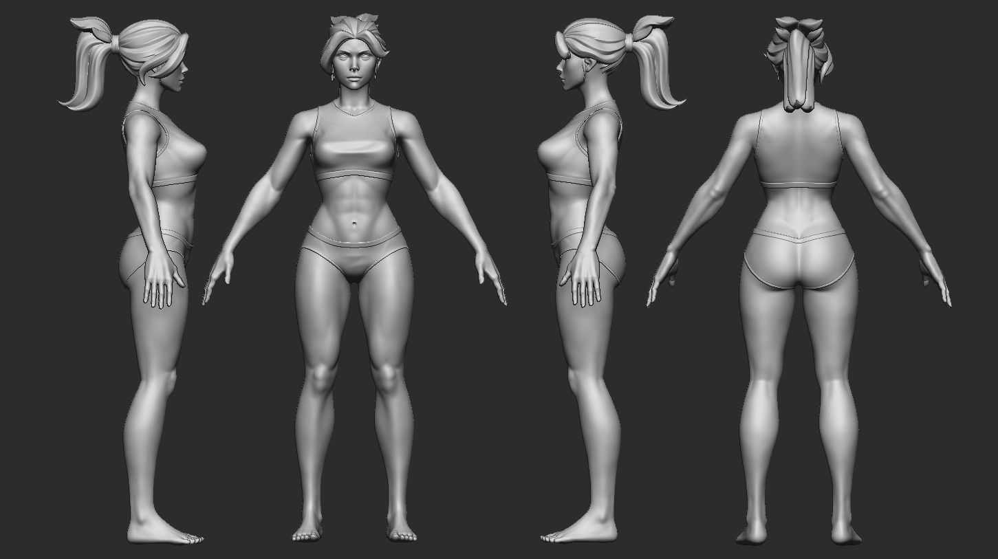 Stylized female base mesh Highpoly 3D model_6