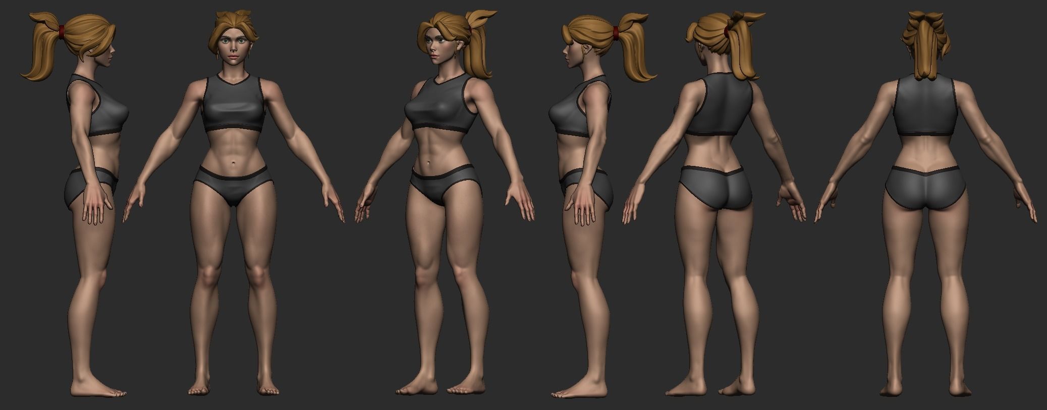 Stylized female base mesh Highpoly 3D model_3