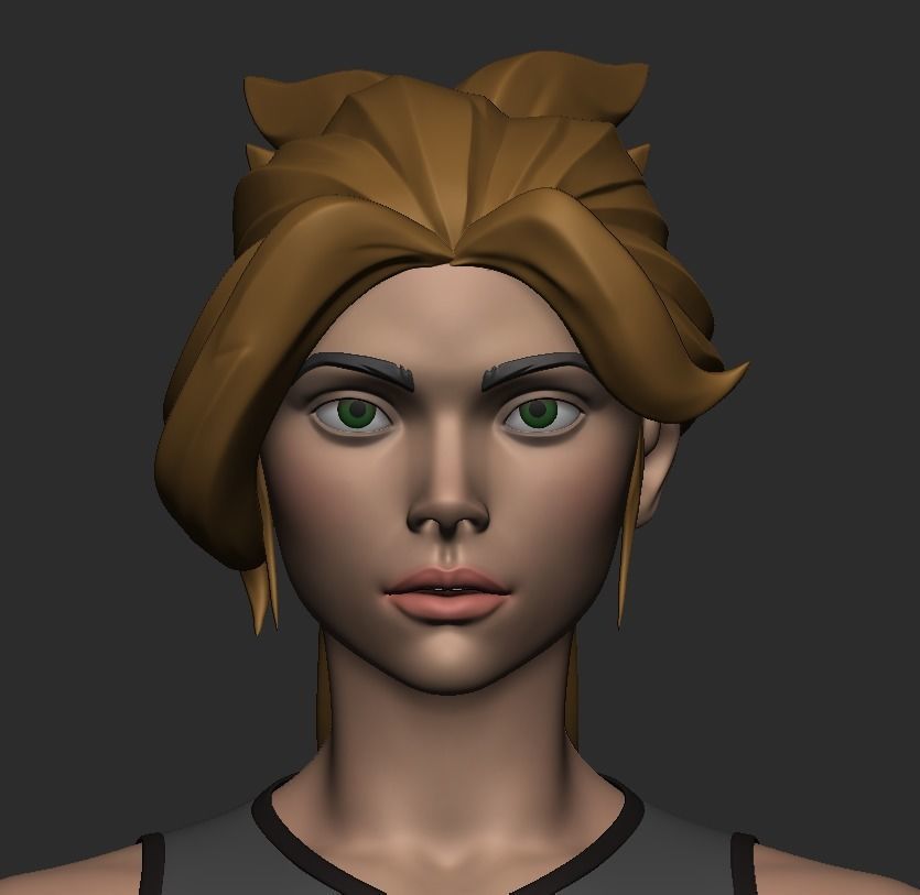 Stylized female base mesh Highpoly 3D model_2