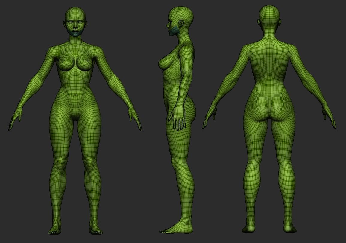 Stylized female base mesh Highpoly 3D model_5