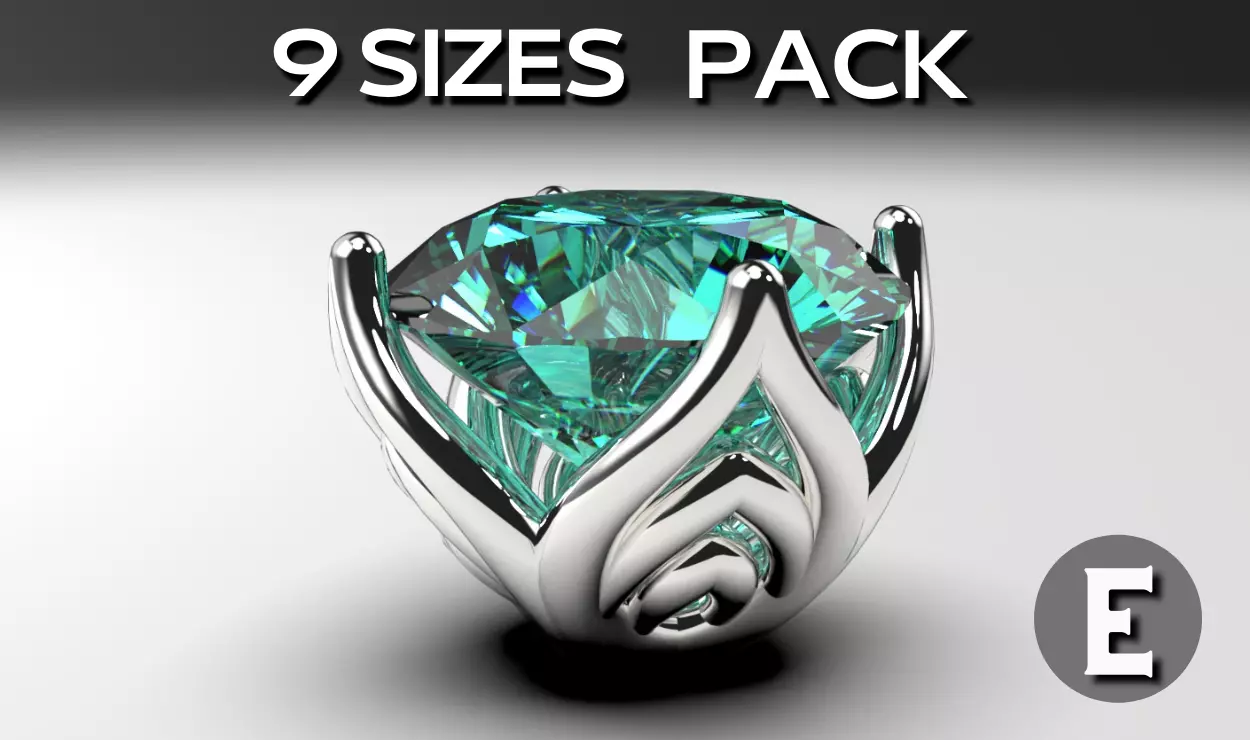 A package of engagement ring heads 4 prong stud earrings 3D print model