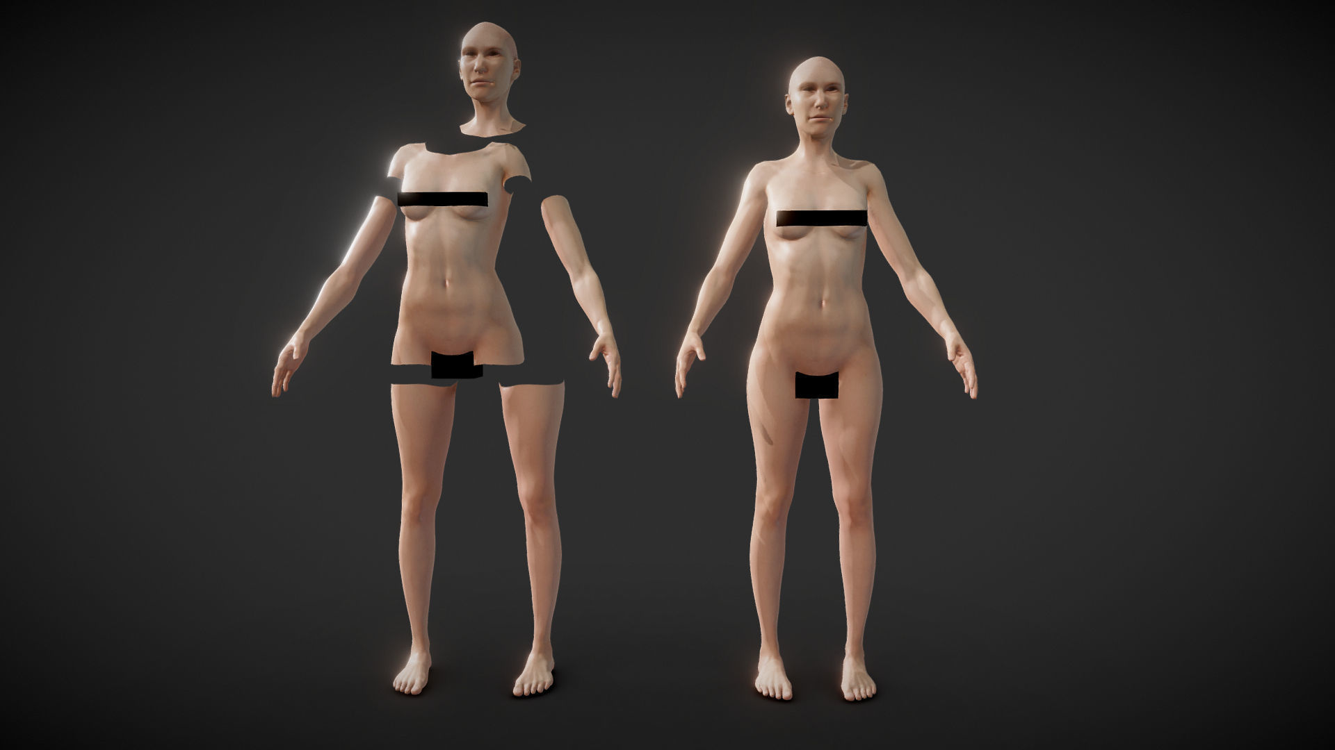 Fit Female Anatomy - Leg and Foot base mesh 3D model_6
