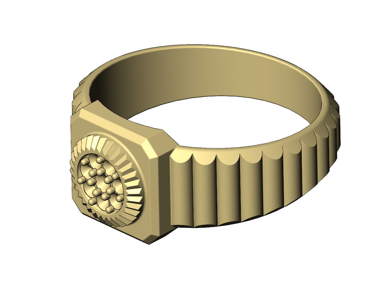 Undulated diamond bezel ring US sizes 5to9 3D print model_10