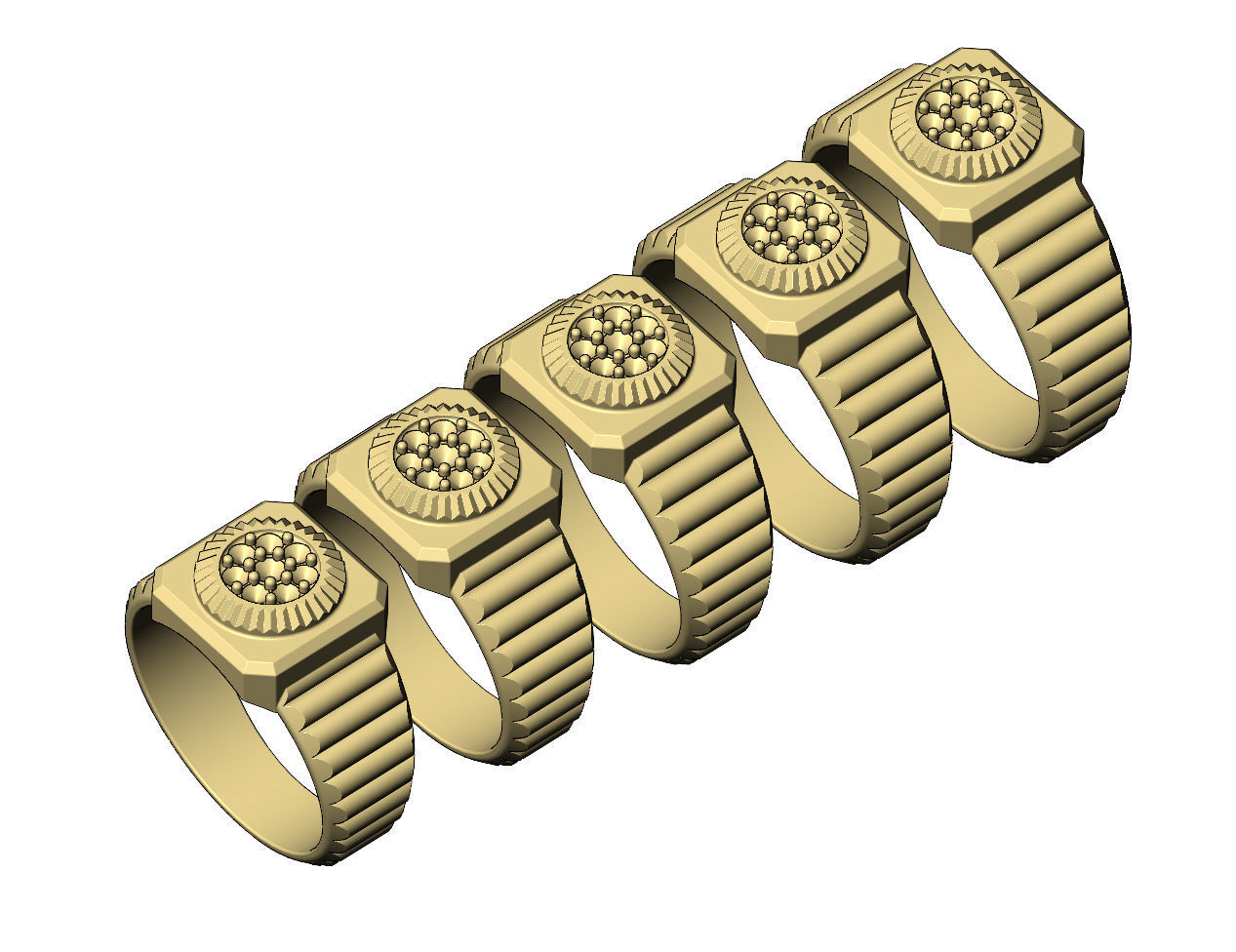 Undulated diamond bezel ring US sizes 5to9 3D print model_5