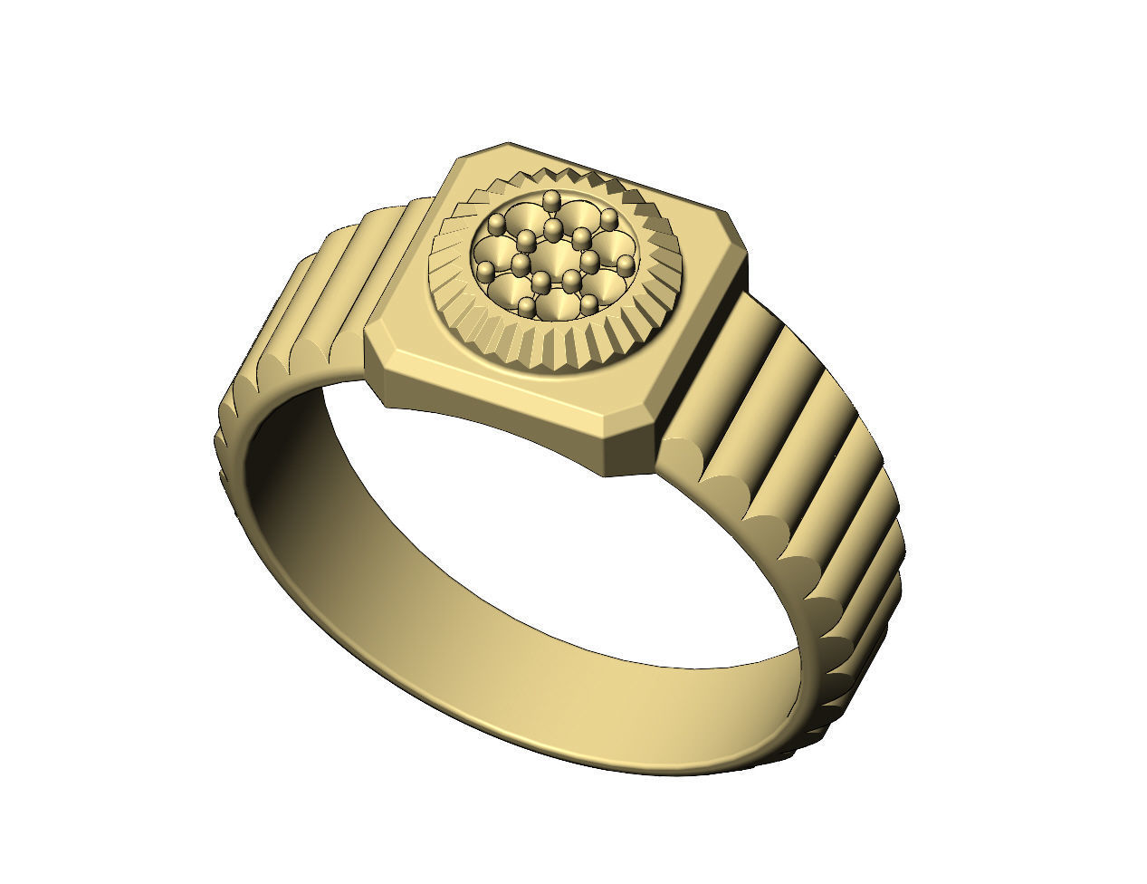 Undulated diamond bezel ring US sizes 5to9 3D print model_6