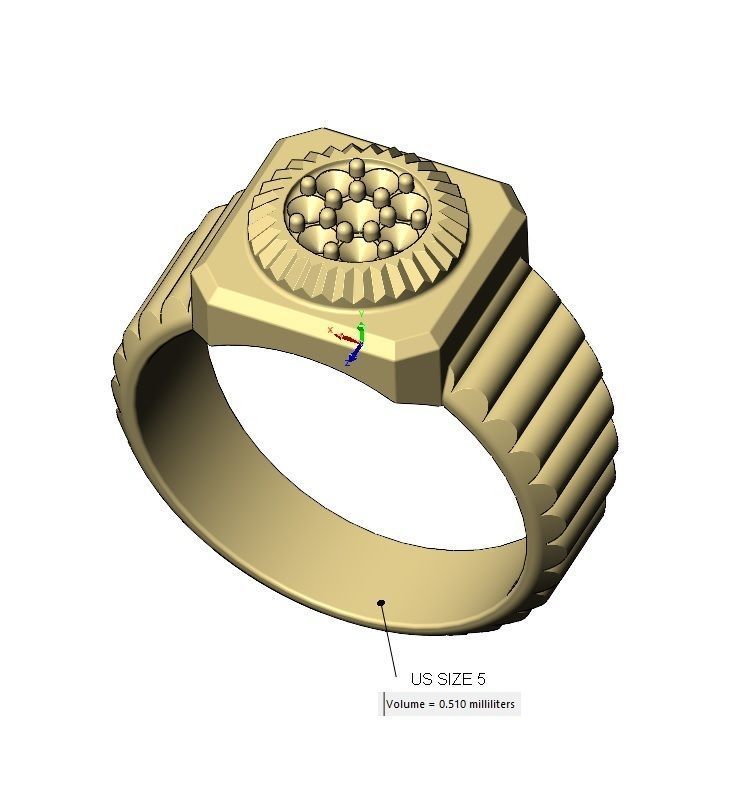 Undulated diamond bezel ring US sizes 5to9 3D print model_11