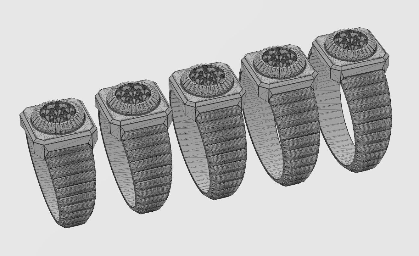 Undulated diamond bezel ring US sizes 5to9 3D print model_13