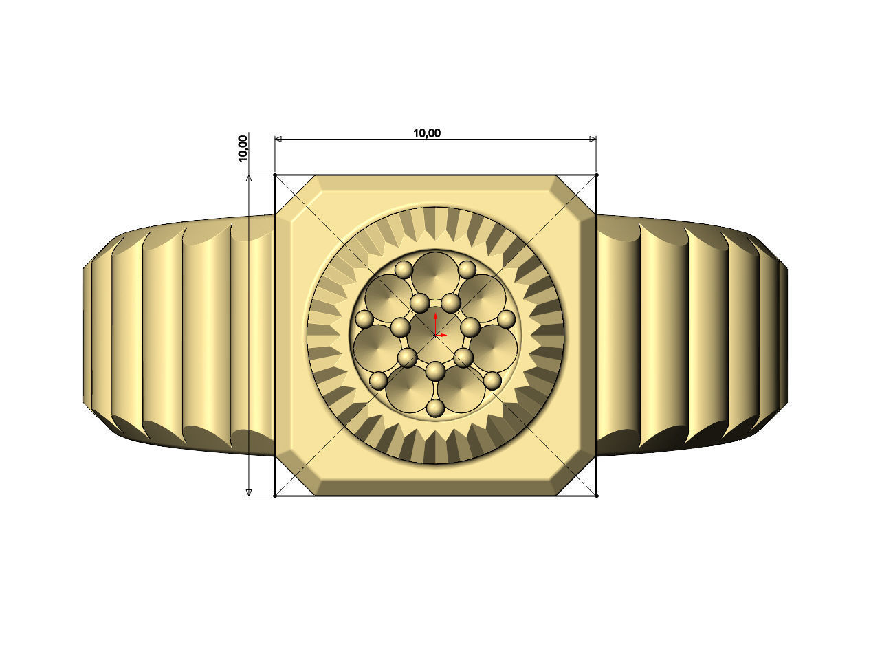 Undulated diamond bezel ring US sizes 5to9 3D print model_7