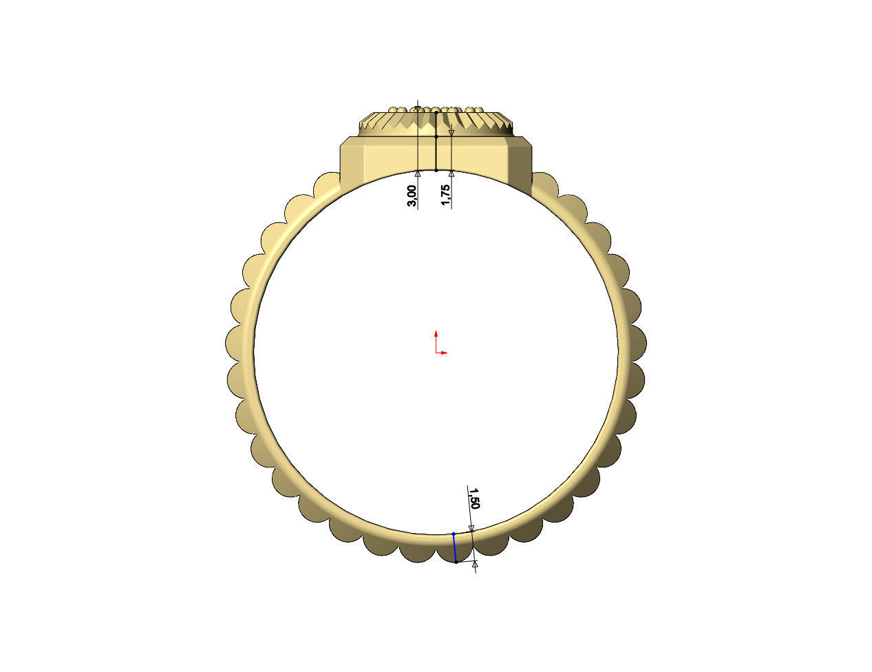 Undulated diamond bezel ring US sizes 5to9 3D print model_8