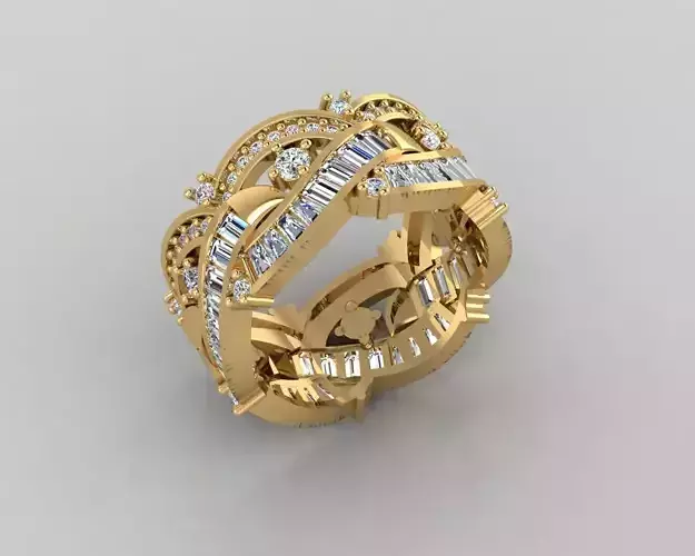  Wedding Baguette Diamond 3D Print Model 