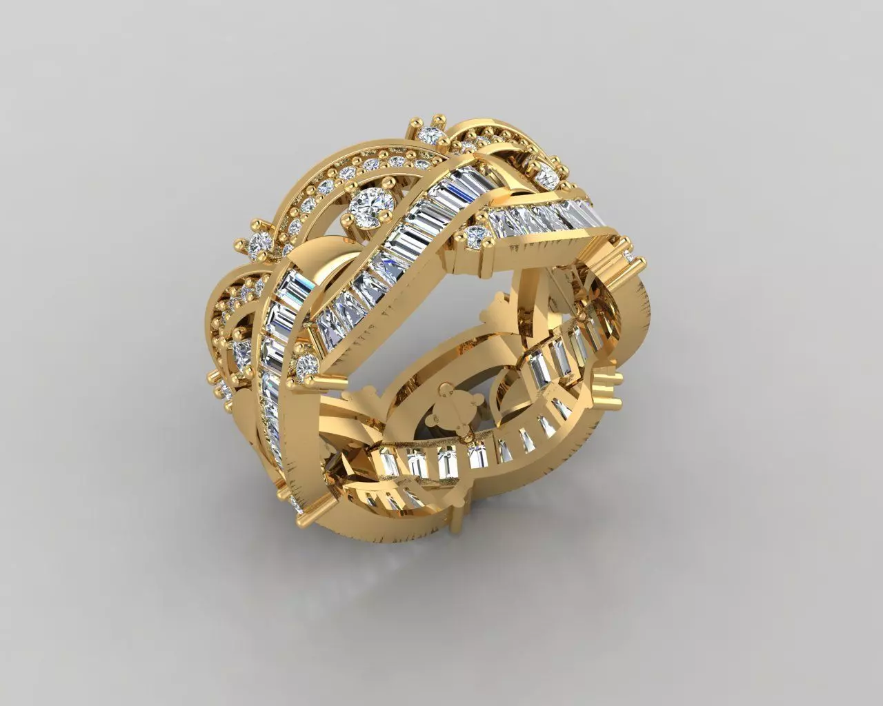  Wedding Baguette Diamond 3D Print Model  3D print model_0