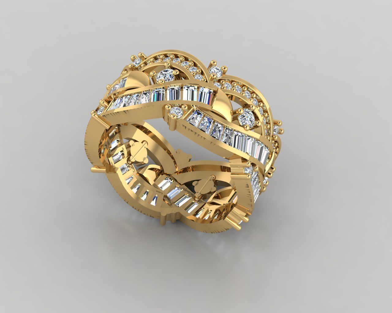  Wedding Baguette Diamond 3D Print Model  3D print model_1