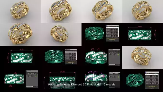 Wedding Baguette Diamond 3D Print Model 