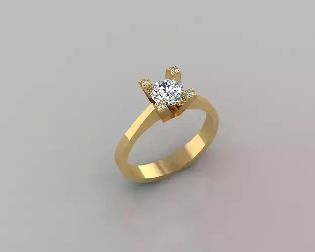 Rings 3D gold ring with diamond in center 3D print model