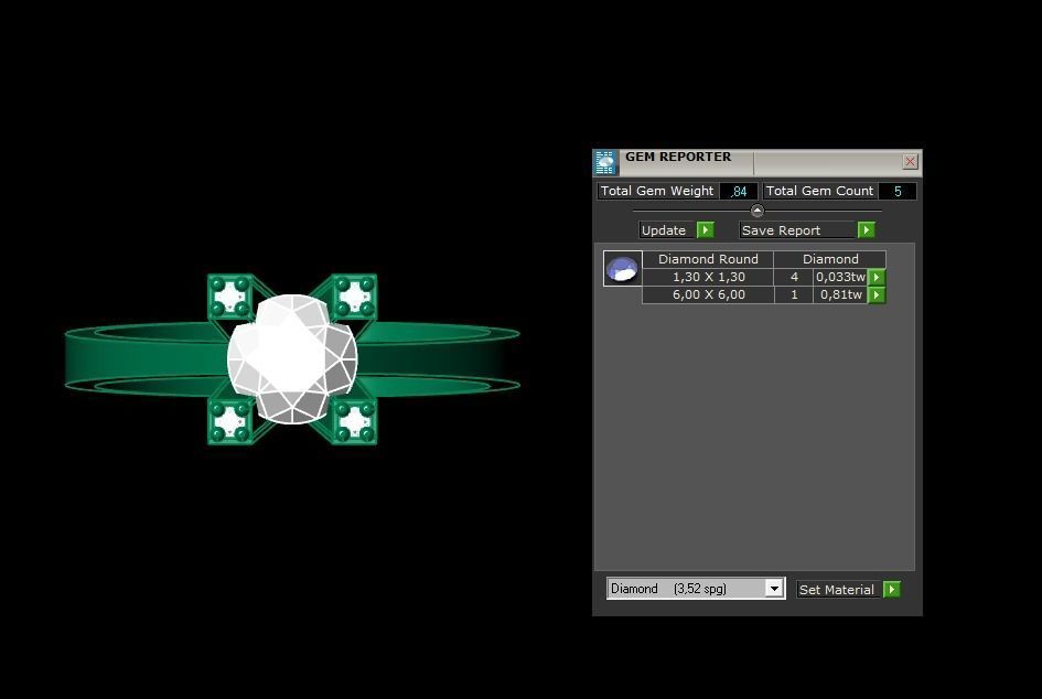 Rings 3D gold ring with diamond in center 3D print model_3