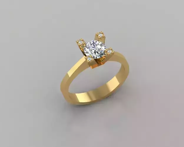 Rings 3D gold ring with diamond in center