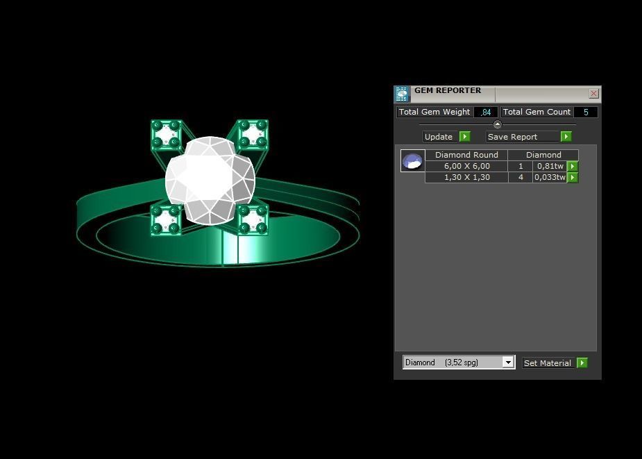 Rings 3D gold ring with diamond in center 3D print model_3