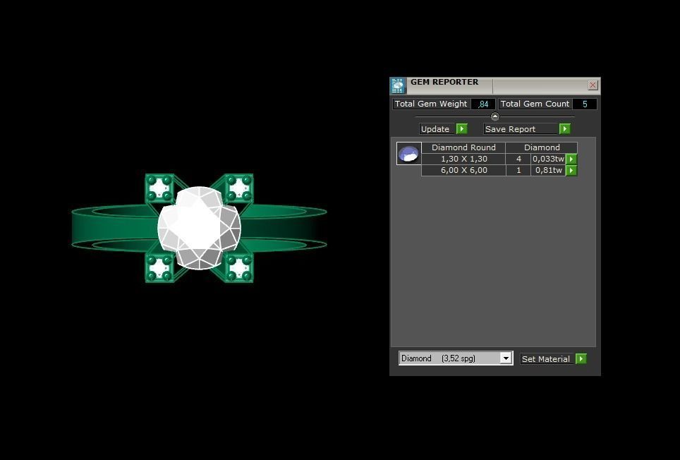 Rings 3D gold ring with diamond in center 3D print model_3