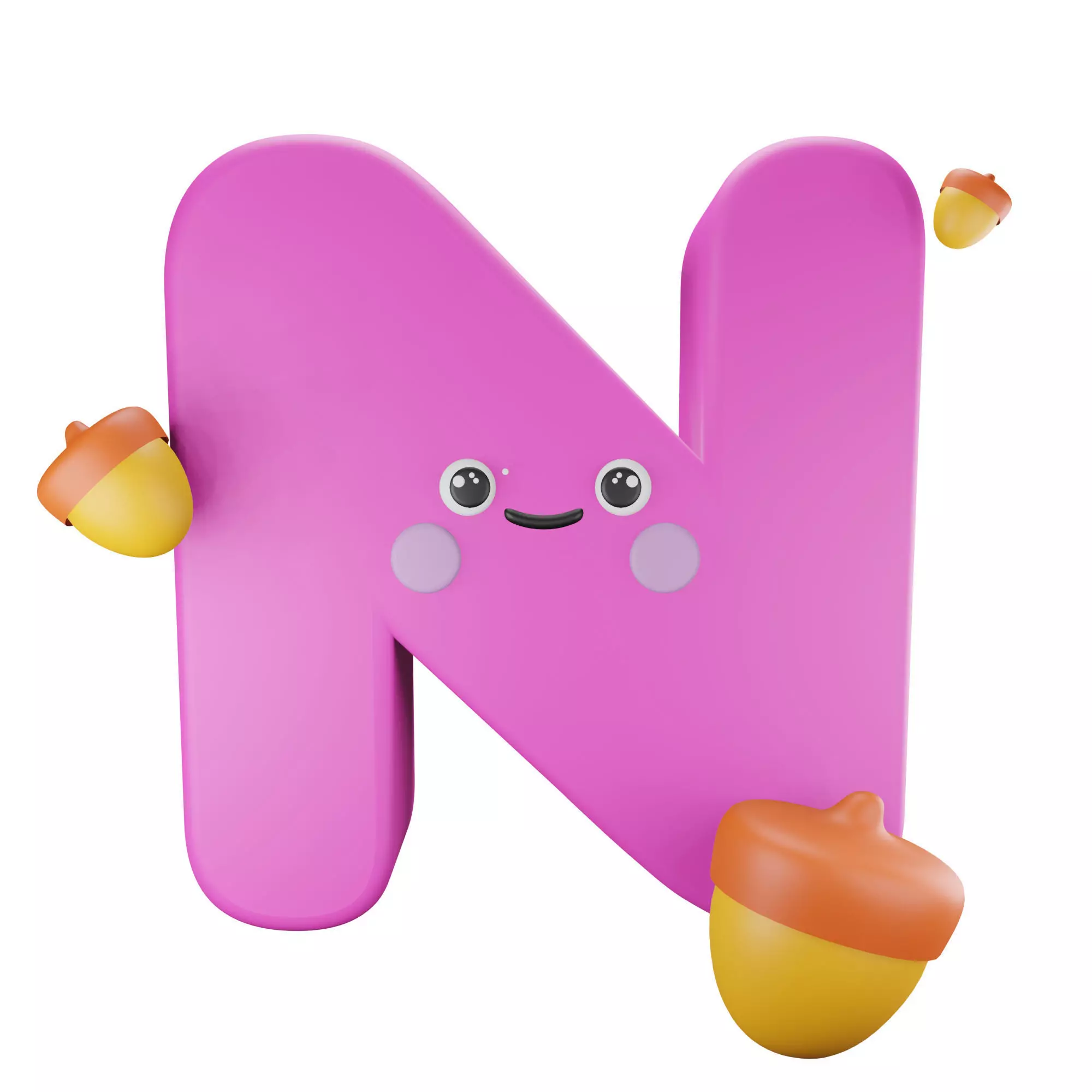 Character N Alphabet Low-poly 3D model_0