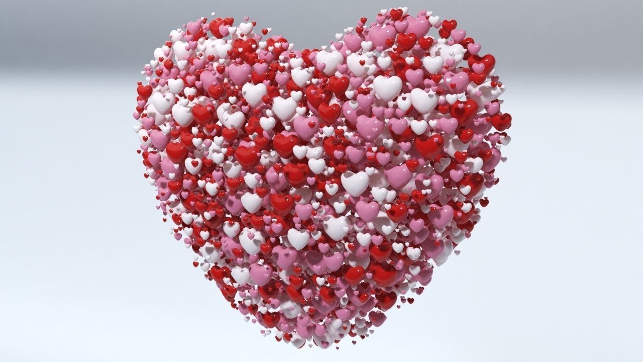 Valentines Day Heart filled with hearts and a Spheres 3D model_2