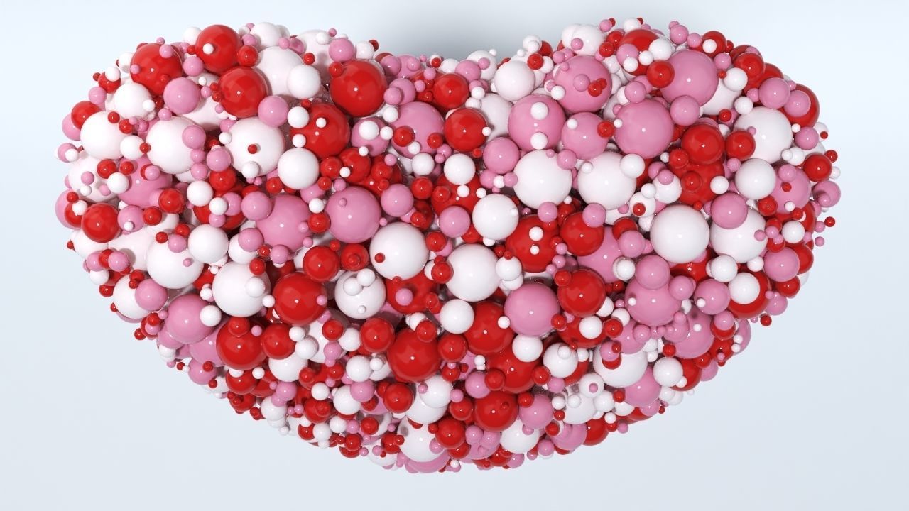 Valentines Day Heart filled with hearts and a Spheres 3D model_18