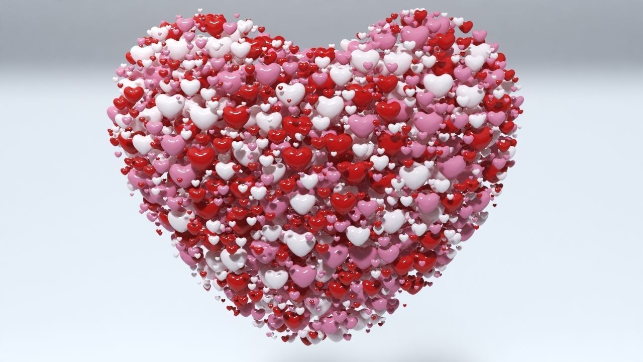 Valentines Day Heart filled with hearts and a Spheres 3D model_6