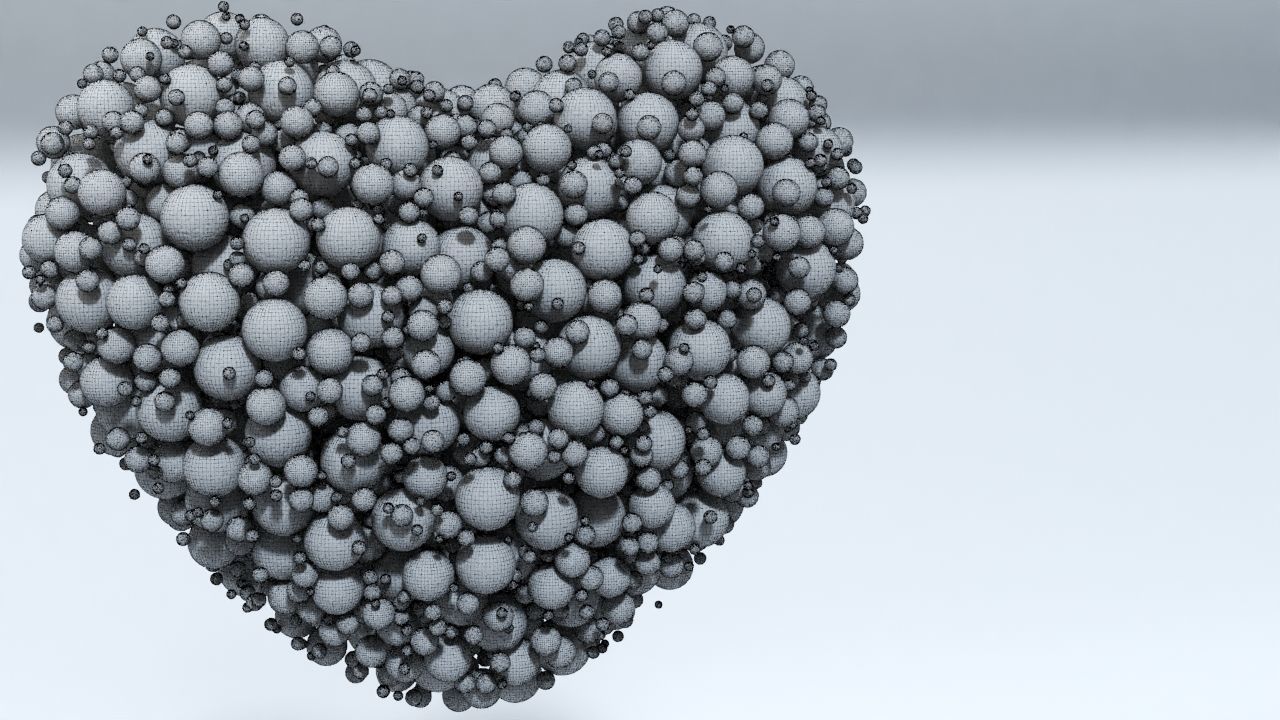 Valentines Day Heart filled with hearts and a Spheres 3D model_15