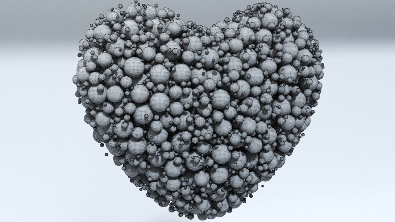 Valentines Day Heart filled with hearts and a Spheres 3D model_13