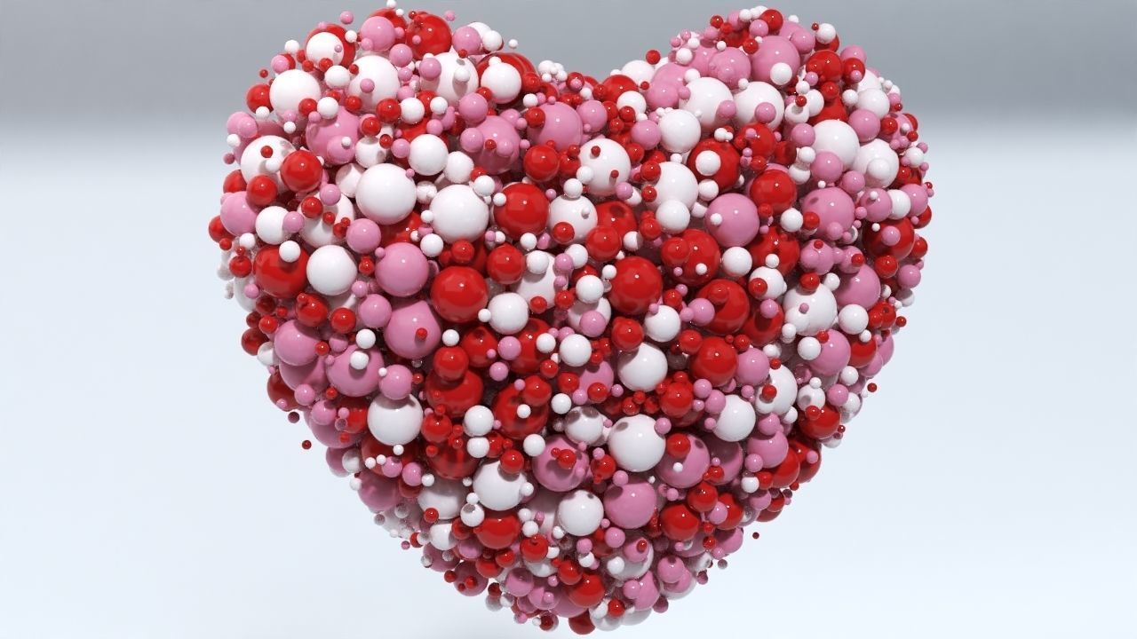Valentines Day Heart filled with hearts and a Spheres 3D model_12