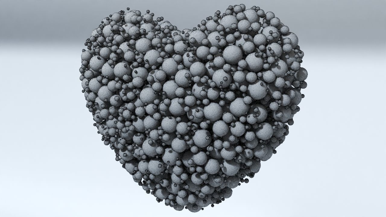 Valentines Day Heart filled with hearts and a Spheres 3D model_11
