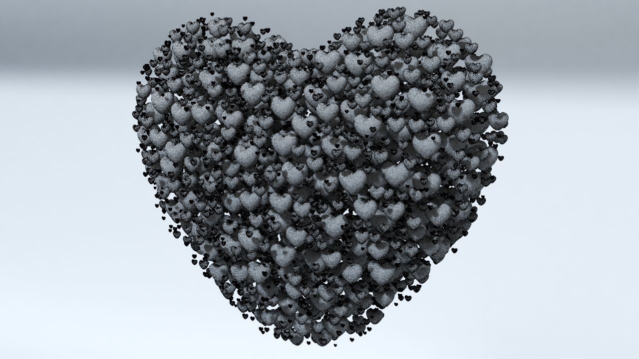 Valentines Day Heart filled with hearts and a Spheres 3D model_3