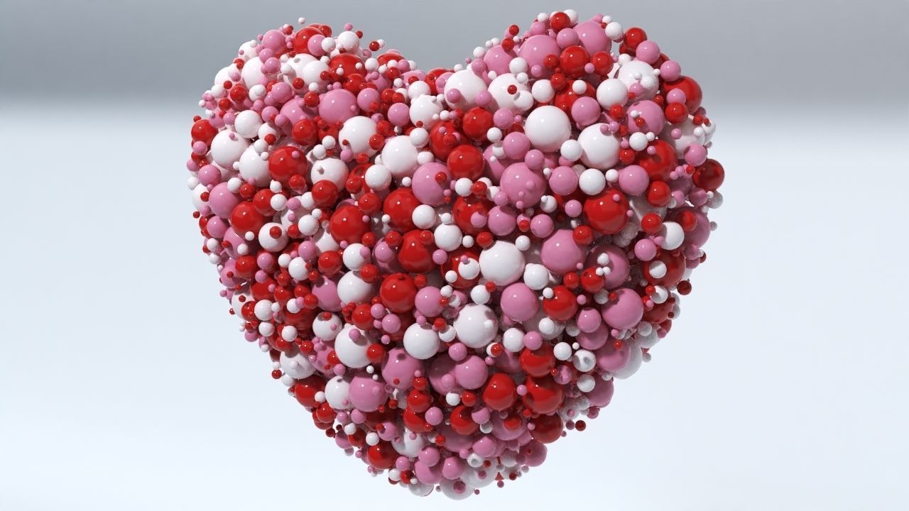 Valentines Day Heart filled with hearts and a Spheres 3D model_10