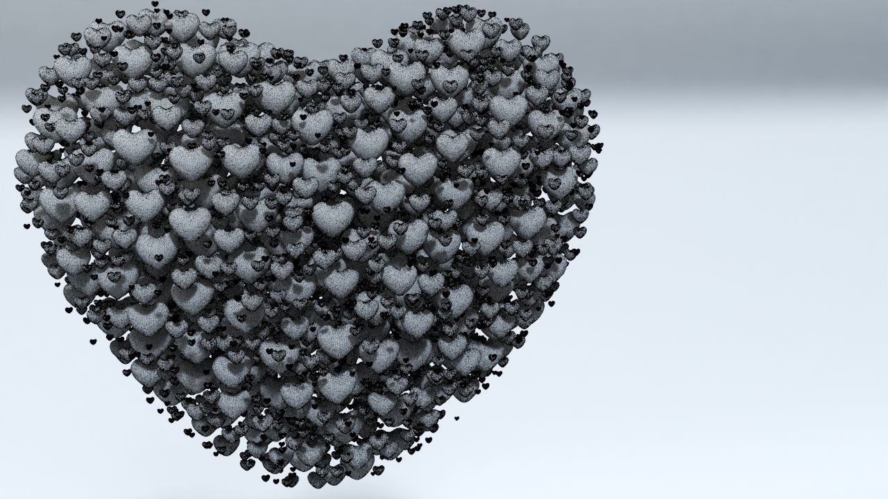 Valentines Day Heart filled with hearts and a Spheres 3D model_1