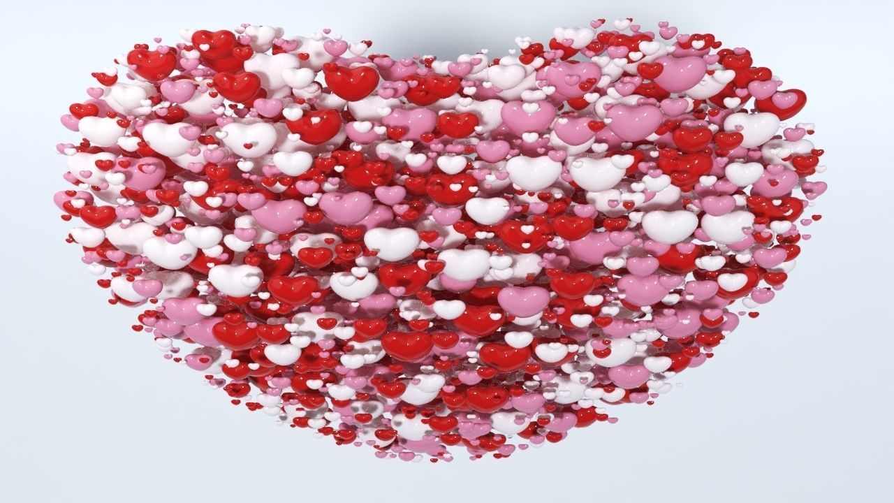 Valentines Day Heart filled with hearts and a Spheres 3D model_8