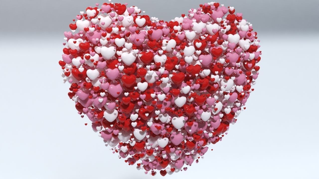 Valentines Day Heart filled with hearts and a Spheres 3D model_4