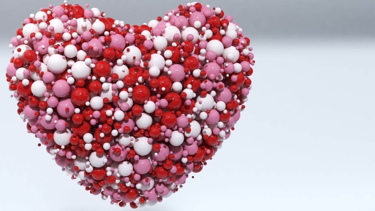 Valentines Day Heart filled with hearts and a Spheres 3D model_14