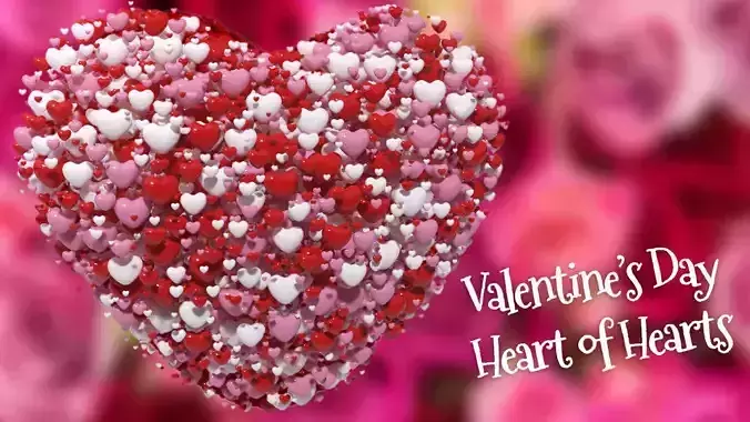 Valentines Day Heart filled with hearts and a Spheres 3D model