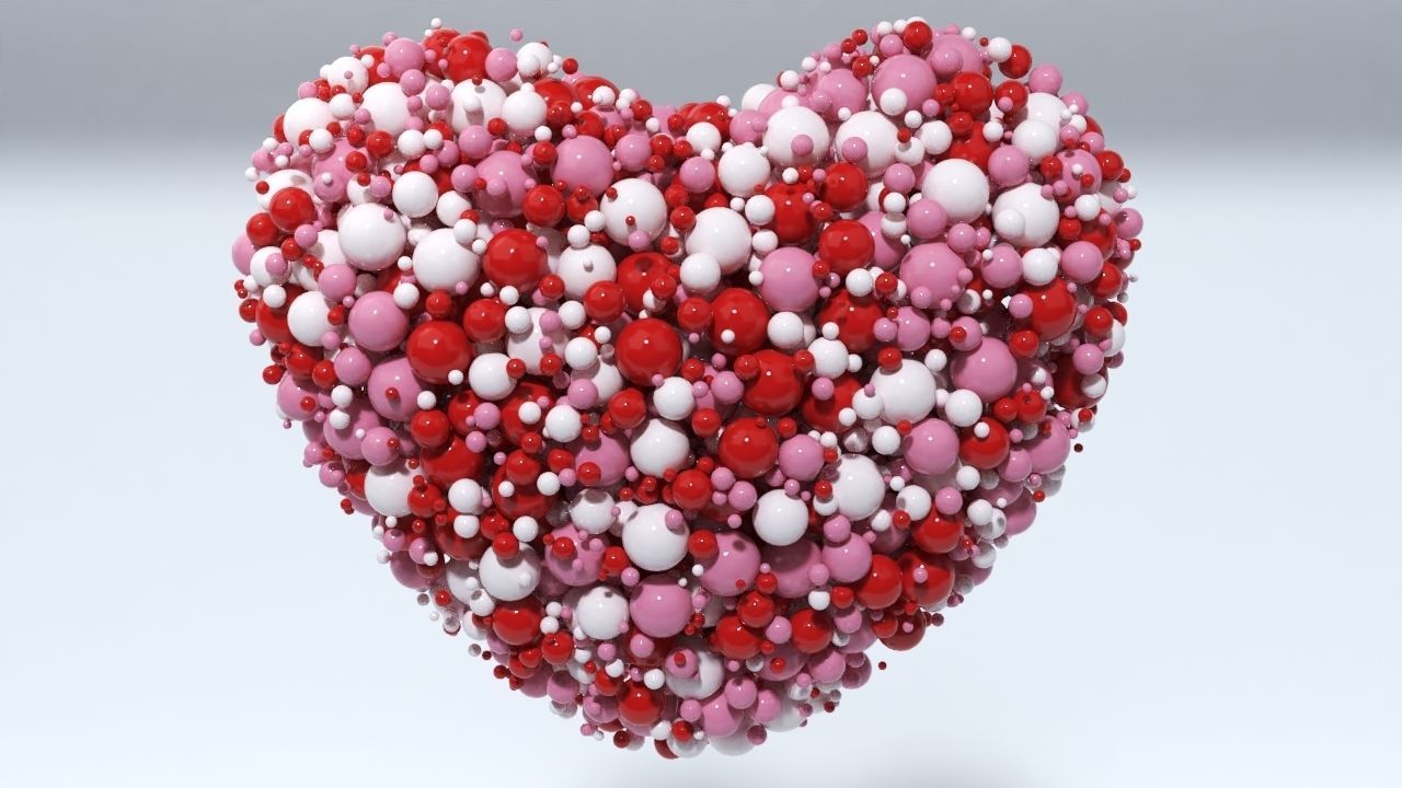 Valentines Day Heart filled with hearts and a Spheres 3D model_16