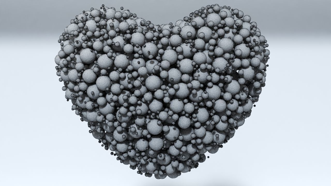 Valentines Day Heart filled with hearts and a Spheres 3D model_17