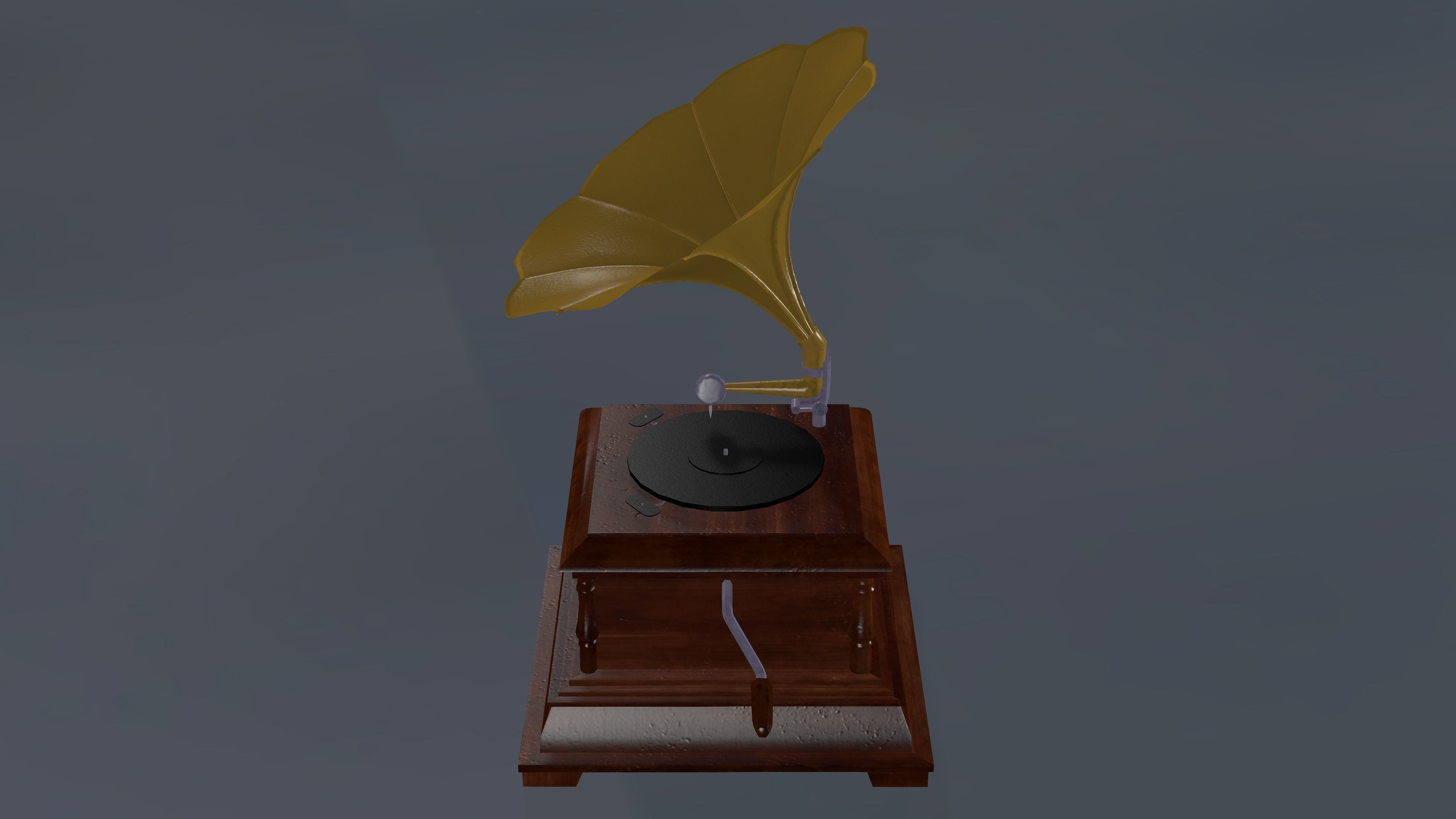 Gramophone with leaf on top Low-poly 3D model_4