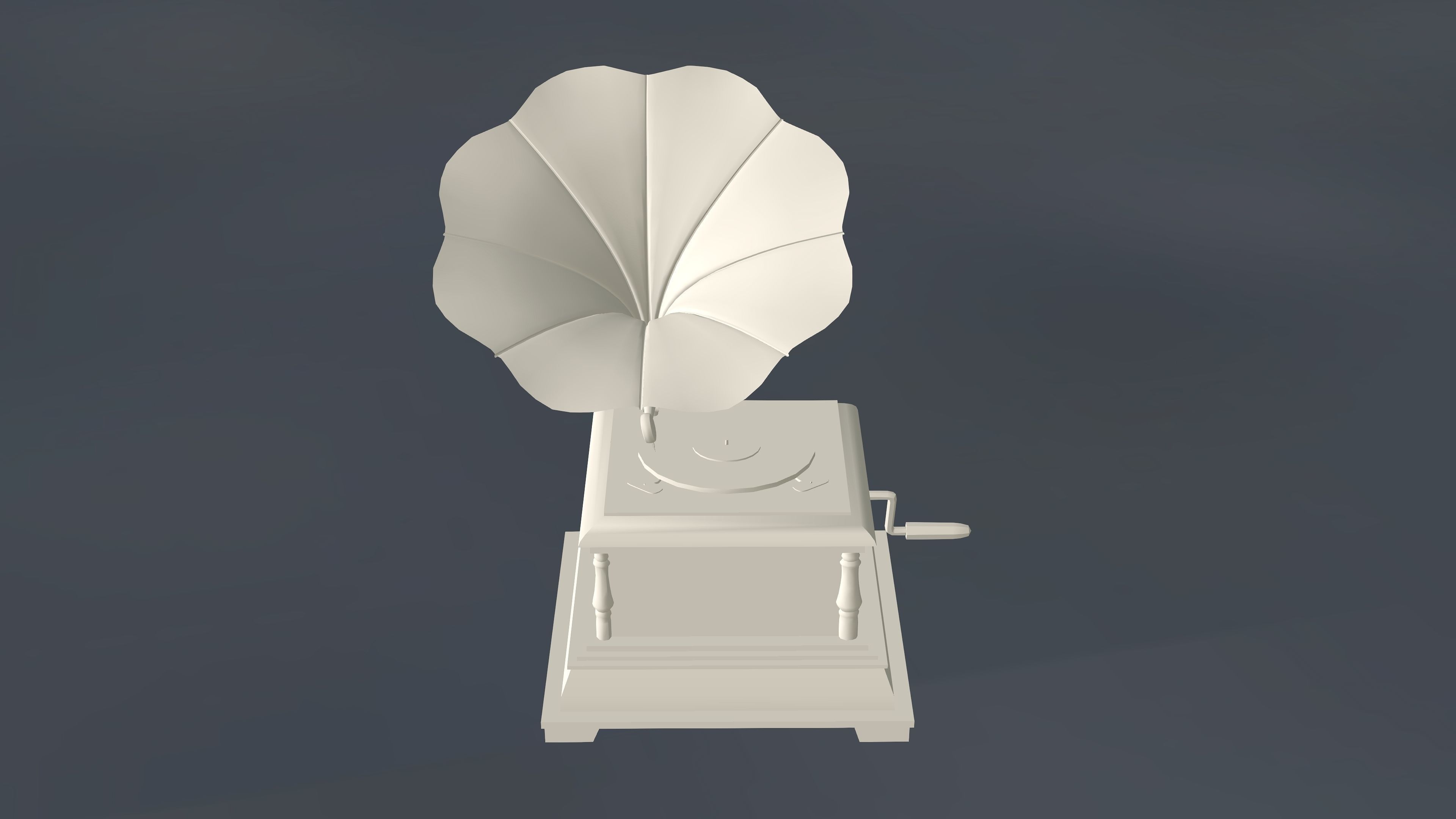 Gramophone with leaf on top Low-poly 3D model_12