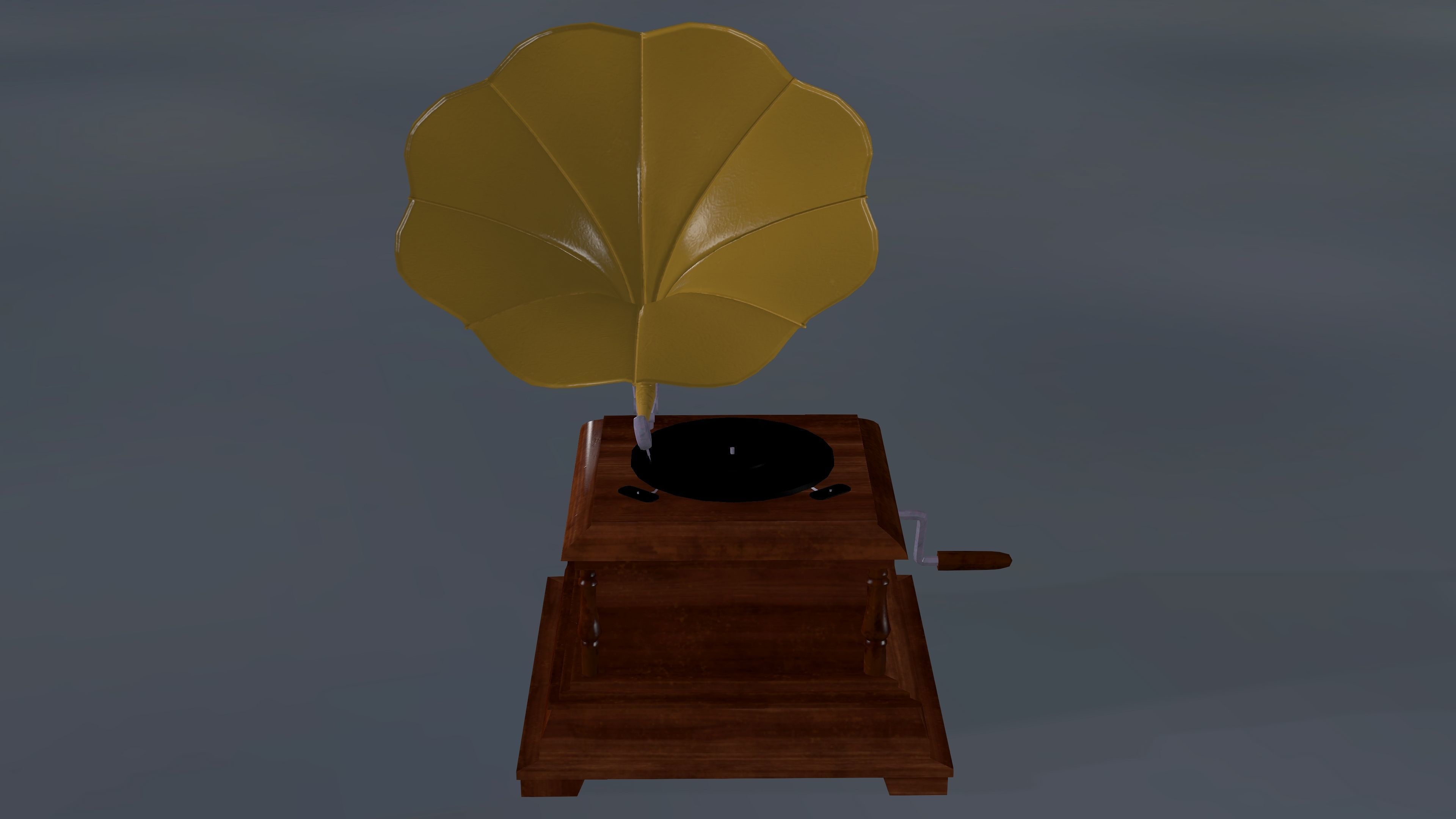 Gramophone with leaf on top Low-poly 3D model_7