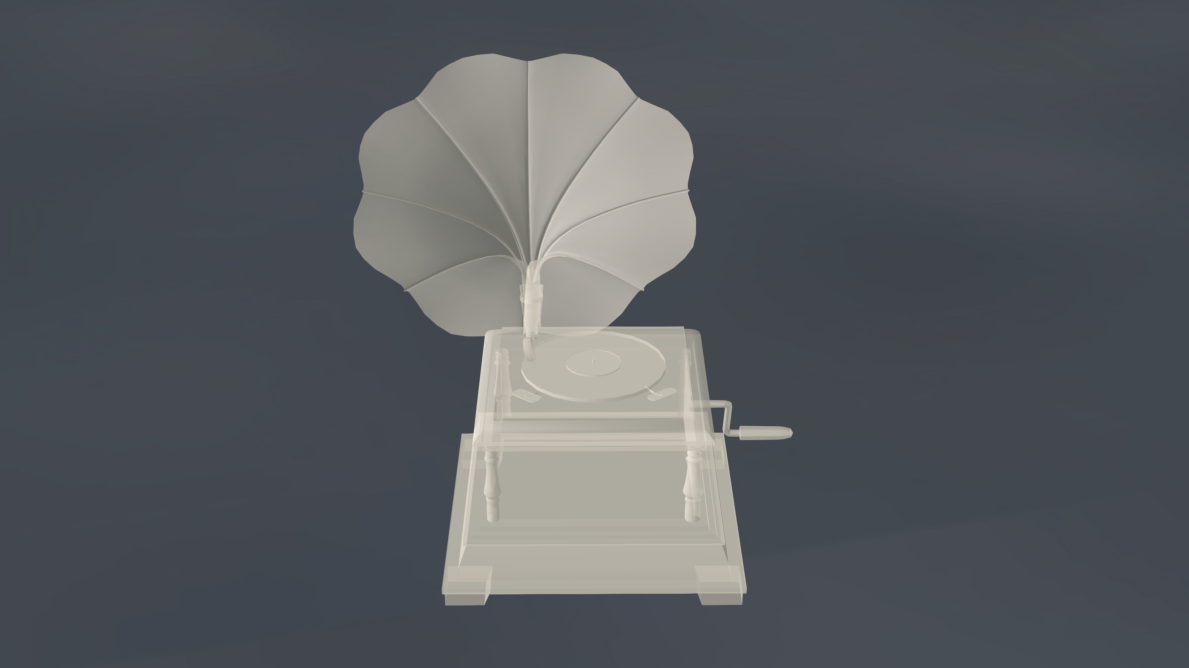 Gramophone with leaf on top Low-poly 3D model_11