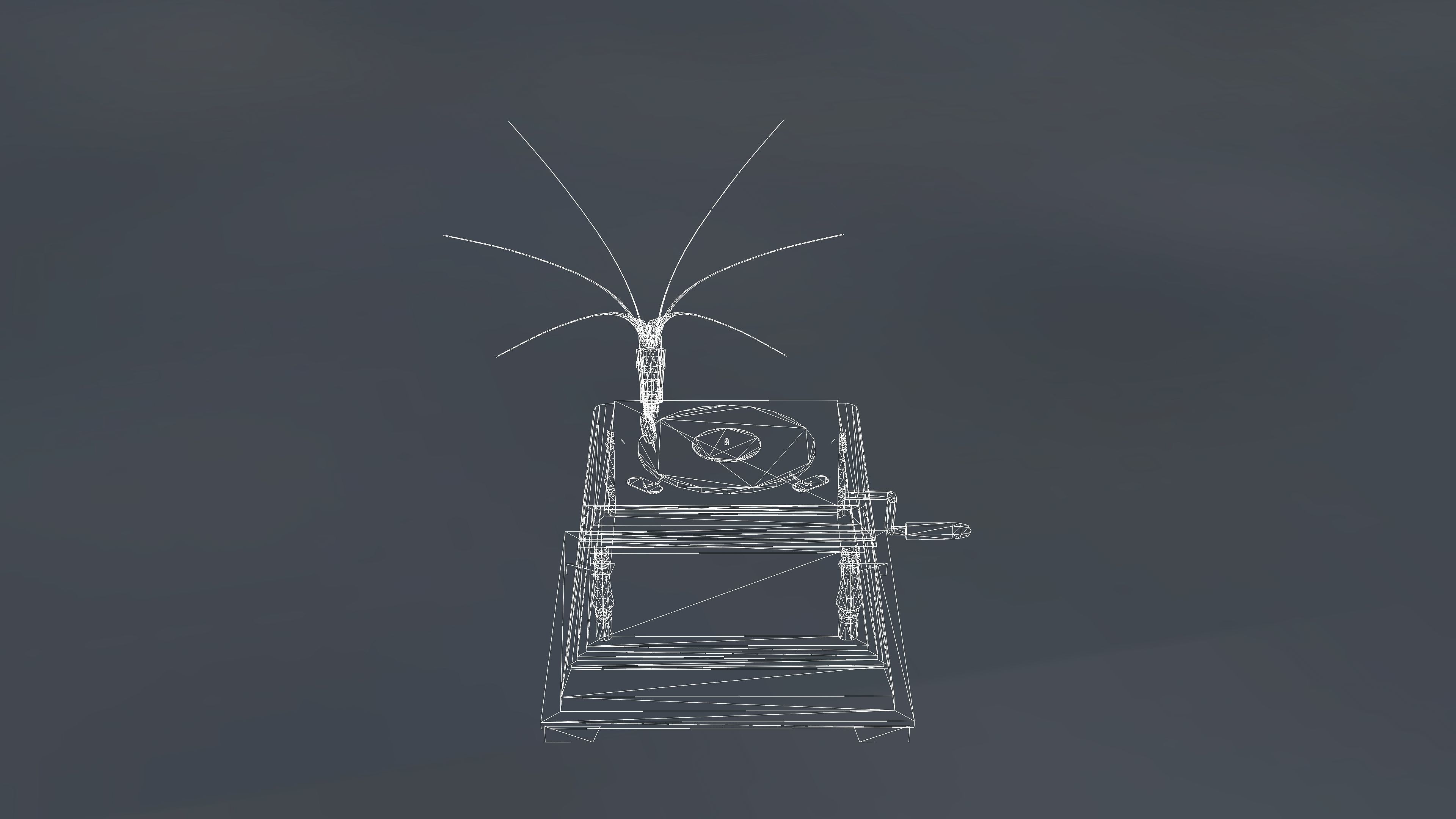 Gramophone with leaf on top Low-poly 3D model_13