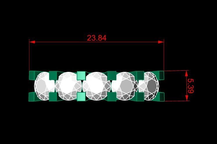 Rings 3D gold diamond ring with four stones 3D print model_4